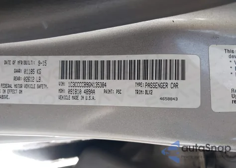 2016 Chrysler 200 C z USA, uszkodzony, nr VIN 1C3CCCCB9GN135384